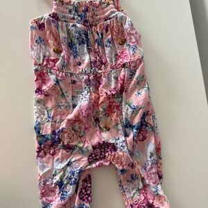 Posh Peanut Pink and Purple Floral Romper
